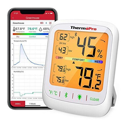 ThermoPro TP359 Akıllı İç Mekan  Isı ve Nem Ölçer Termometre