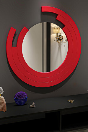 Givayo Wood's Siena Dekoratif Modern Duvar Aynası Kırmızı 70x70