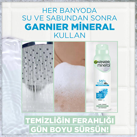 Garnier Saf & Temiz Antiperspirant Ter Önleyici Leke Yapmayan Kadın Sprey Deodorant 150 ml