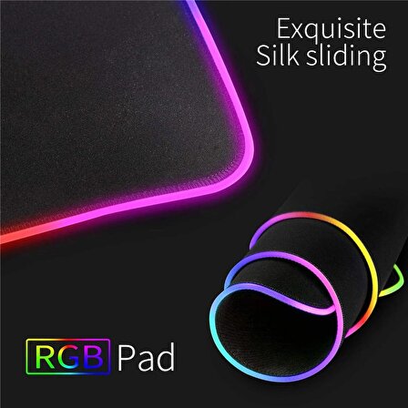Unico Rgb Led Işıklı Baskısız Düz Siyah Renk Gaming Mouse Pad 35 X 30cm Mp-0735