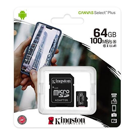 Kingston 64GB SDXC Class 10 UHS-I Canvas Select Plus microSD Hafıza Kartı 64GB/SDCS2