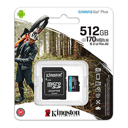 Kingston SDCG3/512GB 512 GB 170MB/s Canvas Go SDXC Class 3 UHS-I microSD Hafıza Kartı