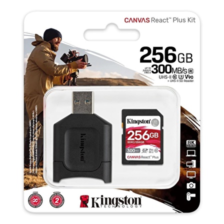 KINGSTON 256GB CANVAS REACT PLUS SDR2/256GB PROFESYONEL SD HAFIZA KARTI