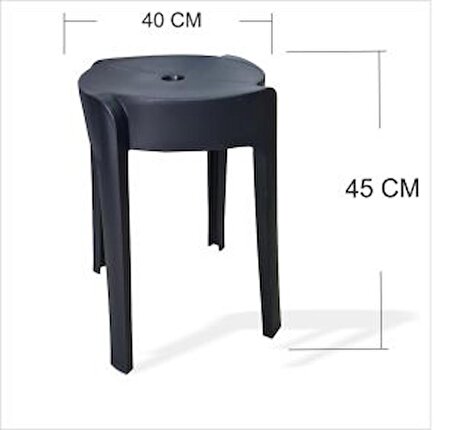 Büyük Geniş Uzun Sağlam Sert Plastik Kırılmaz Hafif 45 cm Banyo Balkon Bahçe Oturak Tabure Sandalye