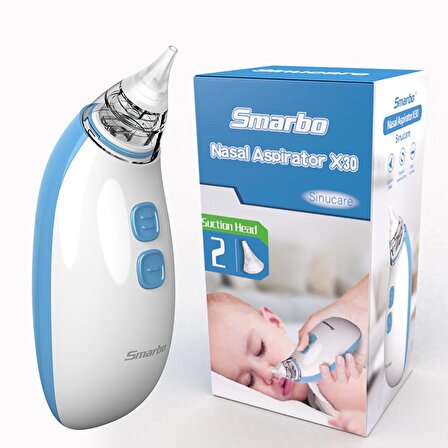 Smarbo X30-B Taşınabilir, Elektrikli, Profesyonel, Ergonomik Bebek Burun Aspiratörü- Mavi