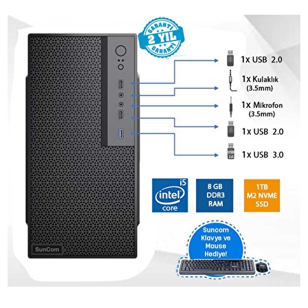 SunCom Force SC3-106A12 i5-12400 32GB 512SSD W11P Masaüstü Bilgisayar