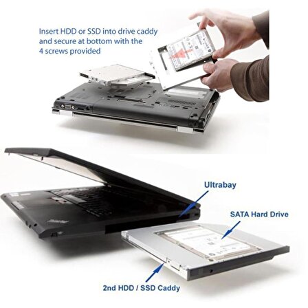 Ancheyn 12.7mm HDD Caddy DVD SSD Kutu Sata CD Kızak İkinci Harddisk Laptop Notebook 4717