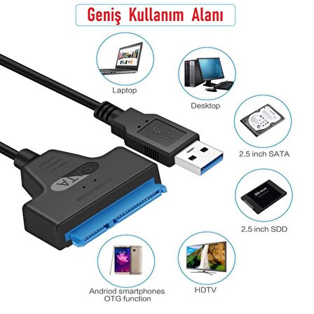 Ancheyn Usb 3.0 Yüksek Hızlı 2.5 İnç SATA SSD ve HDD Harddisk Kablosu 4469