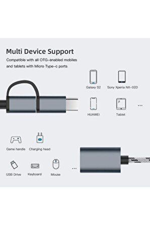 Ancheyn USB 3.0 OTG To Type C Micro USB Data Şarj Çevirici Dönüştürücü Adaptör 4901