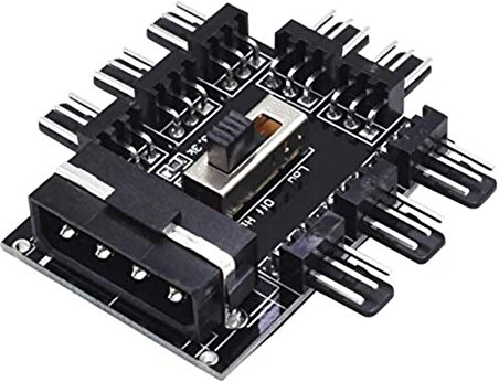 Ancheyn 8 Port Fan Çoklayıcı Hub Y PWM Splitter ide Molex Soğutma 3 pin 4 Switch Anahtarlı 4336