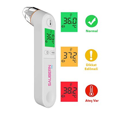 Saubern BNT9601 Kulaktan Ateş Ölçer - Dijital Termometre - Işıklı Ekran