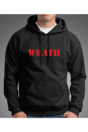 Wrath Unisex Siyah Kapüşonlu Sweatshirt