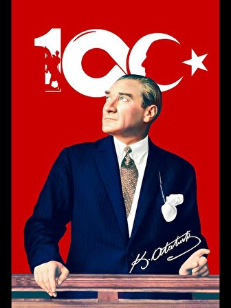 100.Yıl Özel Tasarım Atatürk Bayrağı 150x225