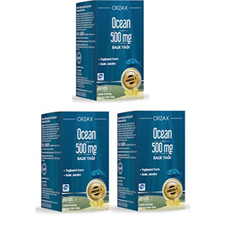 Ocean Saf Omega 3 Balık Yağı 500 Mg 60 Kapsül X3 Adet
