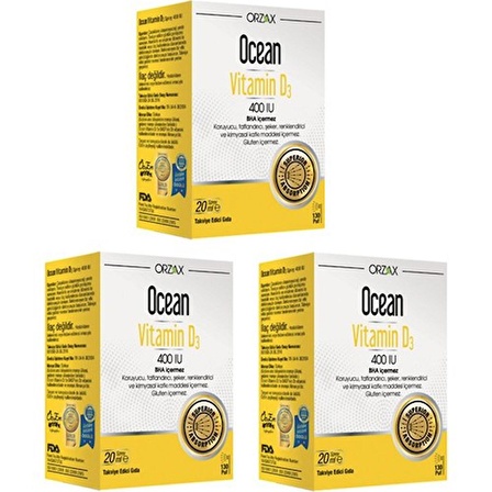 Ocean D Vitamini Desteği - Vitamin D3 400 Iu Sprey 20 ml X3 Adet