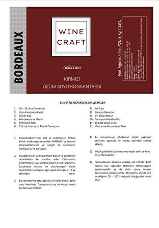 Wine Craft Üzüm Suyu Konsantresi - Bordeaux