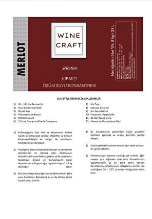 Wine Craft Üzüm Suyu Konsantresi - Merlot