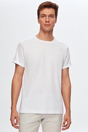 Ds Damat Slim Fit Beyaz %100 Pamuk T-Shirt 4HC141996753M 4HC141996753M