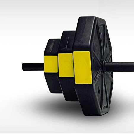 Tan Spor 50 Kg (150 cm) DÜZ BAR + Z BAR Dambıl Dumbell Ağırlık Halter FULL SET Sarı Kapaklı