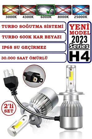 H4 Led Xenon Şimşek Etkili C6 Marka 10800 Lm 6000k Şimşek Etkili Led Xenon Beyaz