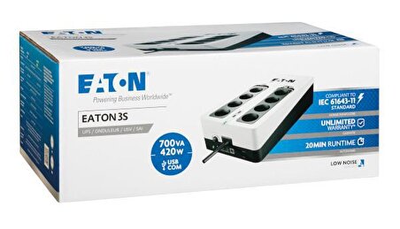 Eaton 3S, 700VA Line Interactive, 3Ups+3Surge Priz