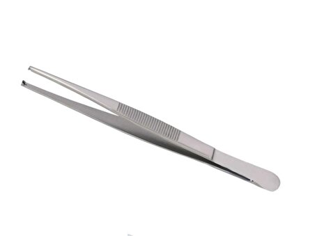Cerrahi Penset Dişli Düz Uçlu 14 Cm Paslanmaz Çelik