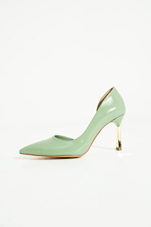 Kadın Topuklu Ayakkabı - Yüksek Topuklu Stiletto Rahat Şık ve İnce İş Ayakkabısı  Açık Yeşil 9 cm