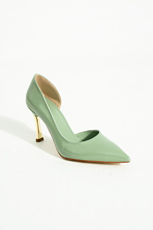Kadın Topuklu Ayakkabı - Yüksek Topuklu Stiletto Rahat Şık ve İnce İş Ayakkabısı  Açık Yeşil 9 cm