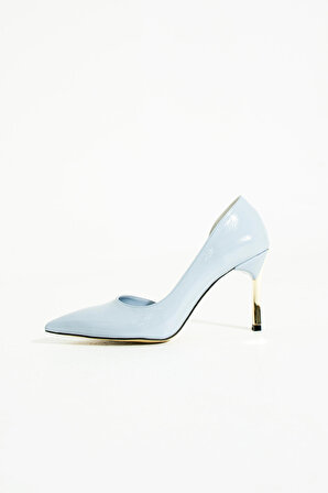 Kadın Topuklu Ayakkabı - Yüksek Topuklu Stiletto Rahat Şık ve İnce İş Ayakkabısı  Açık Mavi 9 cm