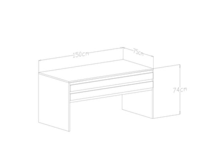 Givayo Mobilya Swan Çalışma Masası Ceviz 150 x 74 cm Kahverengi - Siyah 