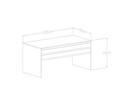 Givayo Mobilya Swan Çalışma Masası Ceviz 150 x 74 cm Beyaz - Siyah 