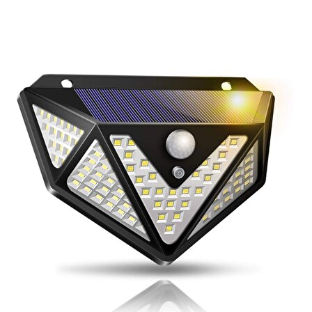 UpWay 166 LED 3 Mode PIR Hareket Sensörlü 5 Taraflı Işık Solar Lamba 