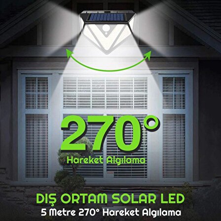 UpWay 3 Adet 166 LED 3 Modlu Solar Güneş Enerjili Hareket Sensörlü Bahçe Garaj Ev Aydınlatma Lambası