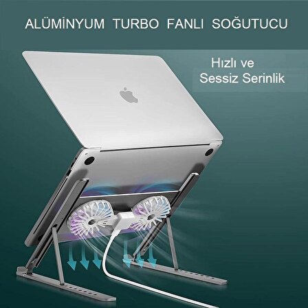 UpWay Katlanabilir Alüminyum Turbo Fanlı Macbook Laptop Soğutucu Stand 10-17 İnç