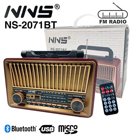 NNS Ns-2071BT Taşınabilir Nostaljik Radyo Bluetooth Speaker Usb+Tf card+Aux