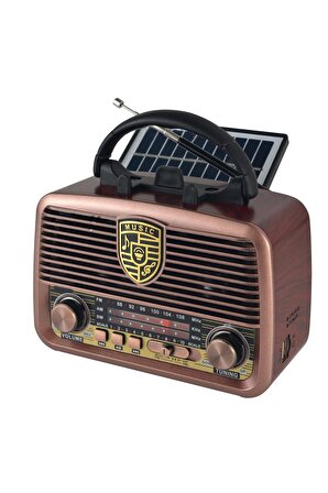 RT-845 Solar Güneş Enerjili Bluetooth, 3 Band, USB, sd mp3 player Everton Retro Nostaljik Radyo