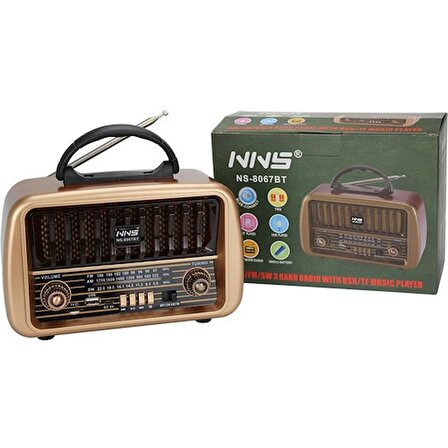 NNS Ns-8067BT Taşınabilir Nostaljik Radyo Bluetooth Speaker Usb+Tf card+Aux