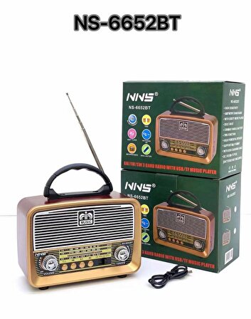 NNS Ns-6652BT Taşınabilir Nostaljik Radyo Bluetooth Speaker Usb+Tf card+Aux