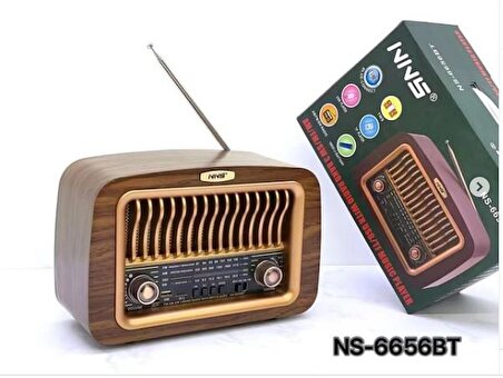 NNS Ns-6656BT Taşınabilir Nostaljik Radyo Bluetooth Speaker Usb+Tf card+Aux