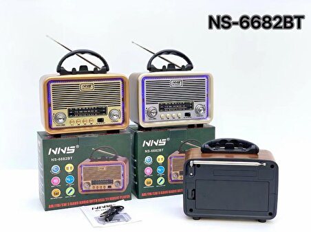 NNS Ns-6682BT Taşınabilir Nostaljik Radyo Bluetooth Speaker Usb+Tf card+Aux