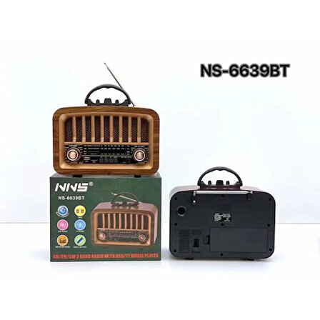 NNS Ns-6639BT Taşınabilir Nostaljik Radyo Bluetooth Speaker Usb+Tf card+Aux