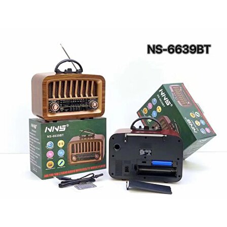 NNS Ns-6639BT Taşınabilir Nostaljik Radyo Bluetooth Speaker Usb+Tf card+Aux