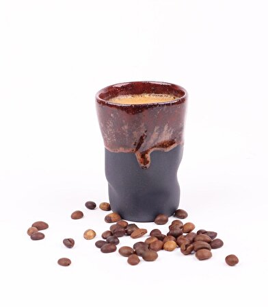 Perlotus 100 Ml Seramik Kulpsuz El Yapımı Yamuk Espresso Fincanı-Ottoman Serisi-1 Adet 