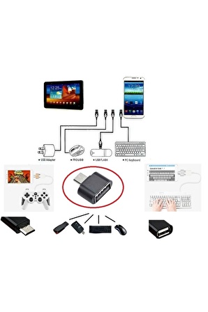 Usb To Micro Usb Ye Dönüştürücü - Klavye Mouse Joystick Telefona Bağlama