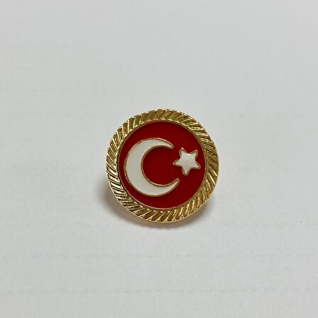 Türk Bayraklı Yuvarlak Yaka Rozeti
