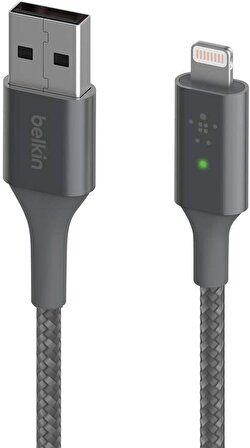 Belkin Smart Led Örgülü Lightning Kablo - 1.2M Gri
