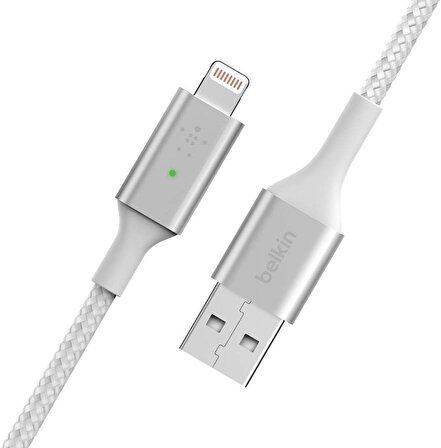 Belkin Smart Led Örgülü Lightning Kablo - 1.2M Gri