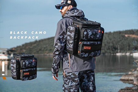 Fujin Black Camo Back Pack  Balıkçı Sırt Çantası