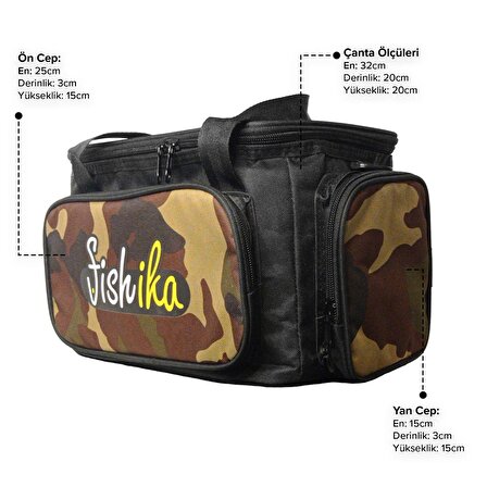Fishika Tackle Bag Camouflage Black Balıkçı Malzeme Çantası