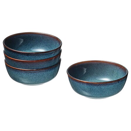 16 Parça GLADELİG Yemek Takımı MeridyenDukkan Okyanus Mavisi Renk Modern Set Stoneware